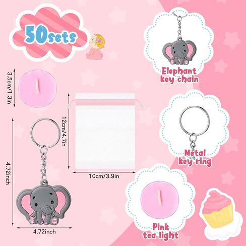 Inbagi 50 مجموعة استحمام الطفل العودة تفضل للضيوف الشاي الشموع العلامات المفاتيح شنطة هدايا استحمام الطفل تفضل للمعمودية حديثي الولادة in Kuwait