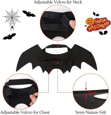 Ehdching القط زي هالوين الحيوانات الأليفة أجنحة الخفافيش القط الكلب الخفافيش زي، أزياء الهالوين للكلاب الصغيرة المتوسطة الكبيرة، أجنحة الكلب القط تأثيري زي الخفافيش لزينة حفلة الهالوين in Kuwait