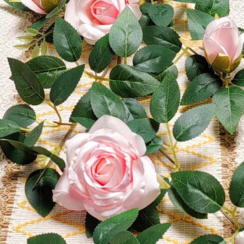 Realistic Artificial Rose Vine for Indoor Outdoor Wall Home Room Garden Wedding Summer Porch Terrace Balcony Decor Garland Artificial Hanging Flower(red) in Saudi Arabia