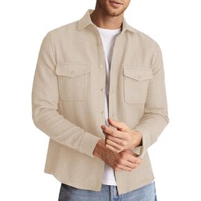 Runcati Mens Casual Shacket Twill Button Down Shirt Jacket Long Sleeve Lightweight Jacket