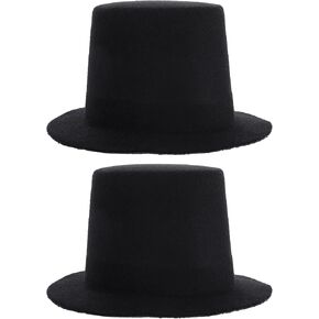 2pcs for Butler Magician Cap Craft Dress Mini Accessory Hat Adornments Outfits Art DIY Accessories Up Crafts Tops Cosplay Felt Small Miniature Snowman Top Hats Doll Cm Formal Art&