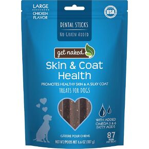 Get Naked Grain Free 1 Pouch 6.2 Oz Skin & Coat Dental Chew Sticks, Small