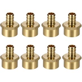(10 Pack) Lidertik 3/4 PEX to 1/2 NPT Female Adapter, 3/4" PEX F1807 to 1/2" NPT Female Threaded Adapter Brass