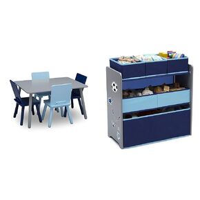 Delta Children Kids Table and Chair Set (4 Chairs Included), Grey/Blue