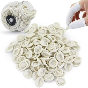 قفازات أصابع متوسطة الحجم - أكمام أصابع من اللاتكس للاستعمال مرة واحدة لمنع قضم الأظافر، واقيات أصابع للتقليم، صناعة يدوية، تطبيق صناعي 150 قطعة (أسود) in Kuwait