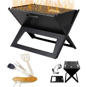 Miyake Foldable Camping Grill Portable Notebook BBQ Grill Compact and Portable Charcoal Grill Small Fire Pit Cooking Camping Essentials For Any Outdoor Adventure