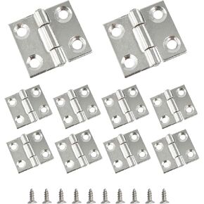 10Pcs 1.5 Inch Butt Hinge, Mini Cabinet Hinges, Rectangle Stainless Steel Folding Butt Hinges, Small Jewelry Box Butt Hinge
