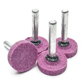 4Pcs Rotary Grinding Stone,1/4Inch Shank 30mm Dia Corundum Grinding Head,10mm Thick Mounted Grinding Stone for Rotary Tool(T Shape)
