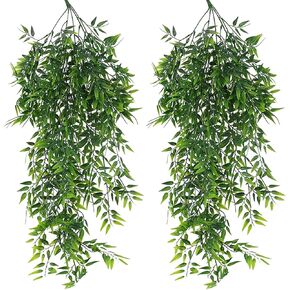 Toprooms Hanging Fake Plants,4 Pcs Faux Eucalyptus Leaf Greenery Vine Plant Faux Plants Fake Ivy Room Decor Home Garden Wedding Party Indoor Outdoor Decorations (4 Pcs Purple)