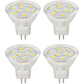 LED MR11 Light Bulbs 2W, 12V 20W Halogen Replacement, GU4 Bi-Pin Base, Daylight White 6000K (Pack of 4)