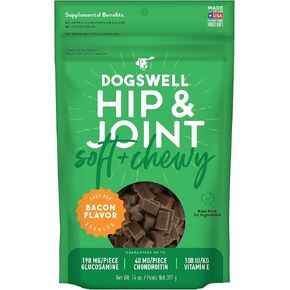 DOGSWELL Hip & Joint Soft & Chewy Dog Treats, Bacon, 14 oz. Pouch