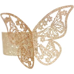 50PCS 3D Butterfly Paper Napkin Rings, Hollow Butterfly Napkin Ring Holders for Paper Napkins, Cloth Napkins, Napkin Ring Buckles for Weddings Party Serviette Table Decoration