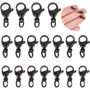 UNICRAFTALE 40pcs Black Lobster Claw Clasps with Jump Ring Stainless Steel Necklace Fasteners Hook Set End Chain Clasp Kits Metal Jewelry Clasps for DIY Bracelet Necklace Jewelry Making