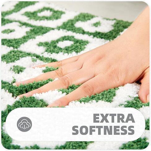 Cute Floral Checkered Bath Mat Non Slip Rubber Backed 16’’W x 24’’L, Vibrant Yellow Geometric Checkerboard Daisy Flower Boho Bathroom Rugs Shaggy Absorbent Shower Floor Mat Machine Washable in Saudi Arabia