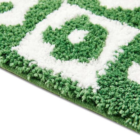 Cute Floral Checkered Bath Mat Non Slip Rubber Backed 16’’W x 24’’L, Vibrant Yellow Geometric Checkerboard Daisy Flower Boho Bathroom Rugs Shaggy Absorbent Shower Floor Mat Machine Washable in Saudi Arabia