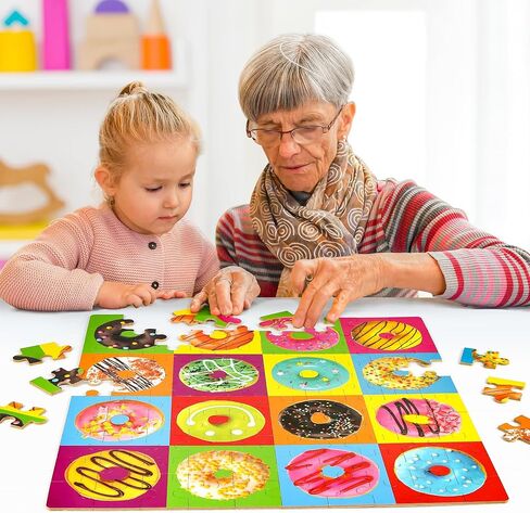 SYNARRY 6 Pack Wooden Jigsaw Puzzles for Kids Ages 2-5 Years Old, 9 Pieces Toddlers Animal Puzzles, Educational Preschool Learning Toys for Children Boys and Girls, Best Kids Puzzle Toys & Gifts in Kuwait
