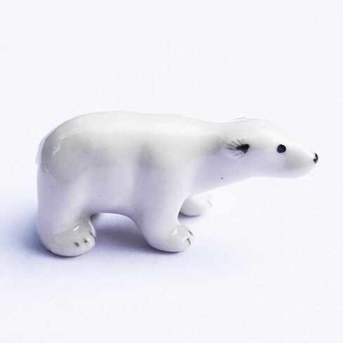 Polar Bear Micro Tiny Dollhouse Figurines Ceramic Hand Painted Animals Collectible Small Gift Home Garden Decor (Polar) in Kuwait