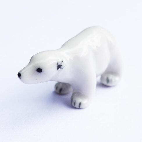 Polar Bear Micro Tiny Dollhouse Figurines Ceramic Hand Painted Animals Collectible Small Gift Home Garden Decor (Polar) in Kuwait