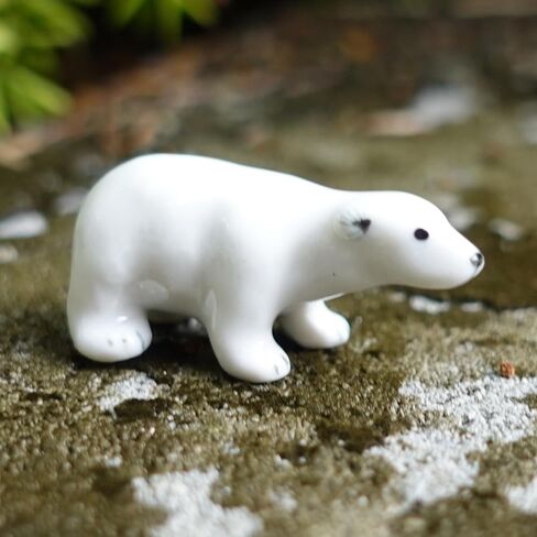 Polar Bear Micro Tiny Dollhouse Figurines Ceramic Hand Painted Animals Collectible Small Gift Home Garden Decor (Polar) in Kuwait