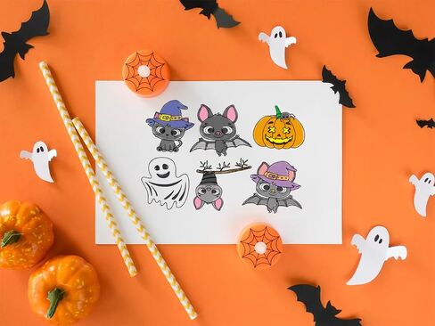 Hying Halloween Pumpkins Ghost Clear Stamps for Card Making, Halloween Bats Rubber Stamps Spider Witch Cat Transparent Stamp Seal for Crafting DIY Scrapbooking Photo Album Decorations in Saudi Arabia