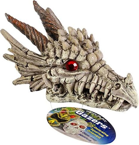 ديكور حوض السمك Penn-Plax Deco-Replicas Dragon Skull Gazer - آمن لخزانات أسماك المياه العذبة والمياه المالحة - صغير in Saudi Arabia