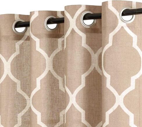 ستائر jinchan ستائر غرفة المعيشة من الكتان الأزرق، ستائر مطبوعة من البلاط المغربي، ستائر غرفة النوم، ستارة من الكتان المزخرف، شبكة شعرية لغرفة الطعام بطول 45 بوصة، لوحتان in Kuwait