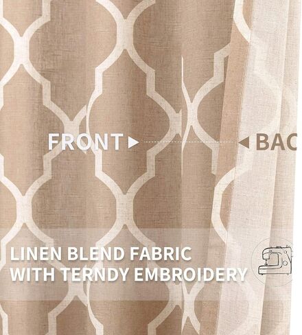 ستائر jinchan ستائر غرفة المعيشة من الكتان الأزرق، ستائر مطبوعة من البلاط المغربي، ستائر غرفة النوم، ستارة من الكتان المزخرف، شبكة شعرية لغرفة الطعام بطول 45 بوصة، لوحتان in Kuwait