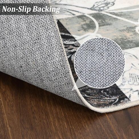 منطقة البساط 9x12 الحديثة الأزهار Petchwork البساط آلة قابل للغسل البساط سجاد غرفة نوم كبيرة داخل سجادة الأرضية غير زلة مزرعة رمي البساط منخفض كومة غطاء أرضي داخلي الحضانة البساط، رمادي in Kuwait