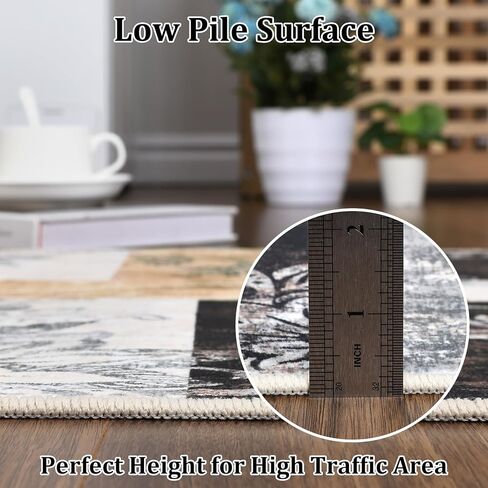 منطقة البساط 9x12 الحديثة الأزهار Petchwork البساط آلة قابل للغسل البساط سجاد غرفة نوم كبيرة داخل سجادة الأرضية غير زلة مزرعة رمي البساط منخفض كومة غطاء أرضي داخلي الحضانة البساط، رمادي in Kuwait