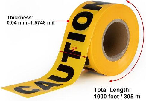 Yellow Caution Tape Roll, CARGEN Crime Scene Barricade Safety Warning Tapes for Bloody, Spy, Caution Birthday, Crime Scene Props or Yellow Funny Halloween Party Decor Decorations, 3 Inch x 328 Feet in Saudi Arabia