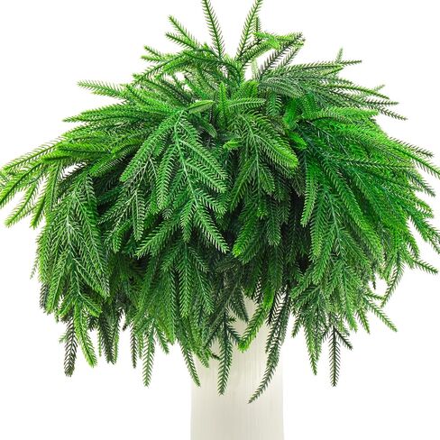 Christmas Norfolk Pine Branches - Set of 6 Artificial 16-Inch DIY Crafts for Xmas Indoor and Outdoor Home Decor in Saudi Arabia