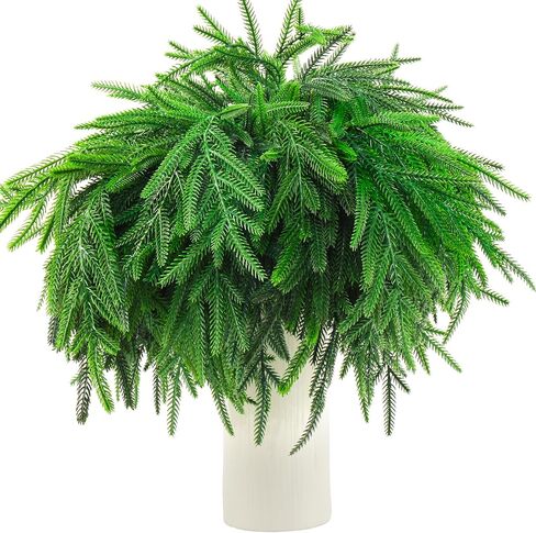 Christmas Norfolk Pine Branches - Set of 6 Artificial 16-Inch DIY Crafts for Xmas Indoor and Outdoor Home Decor in Saudi Arabia
