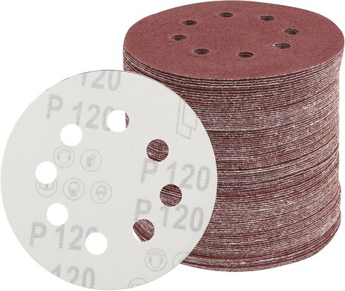 5 Inch Sanding Discs Hook and Loop, 8 Hole Random Disc Sanders & Orbital Sander Pads for Wood with Variety Pack, 60, 120, 240, 320 Grit - 100 PCS Dustless Round Sanding Discs in Saudi Arabia