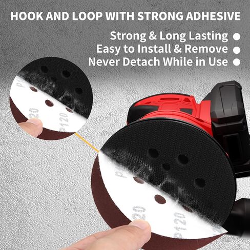 5 Inch Sanding Discs Hook and Loop, 8 Hole Random Disc Sanders & Orbital Sander Pads for Wood with Variety Pack, 60, 120, 240, 320 Grit - 100 PCS Dustless Round Sanding Discs in Saudi Arabia