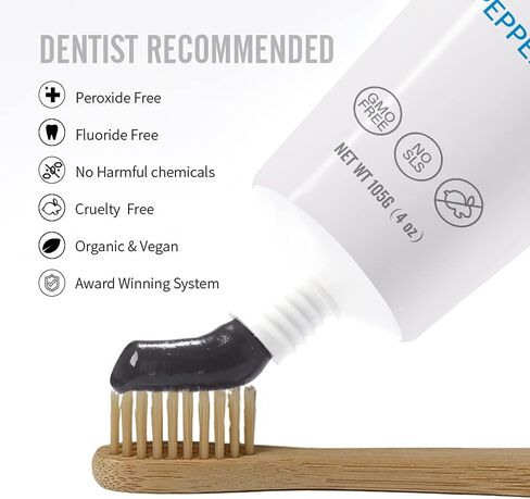 Niusmile Teeth Whitening Toothpaste | Activated Charcoal & Coconut Oil | SLS & Fluoride Free | Peppermint Taste in Saudi Arabia