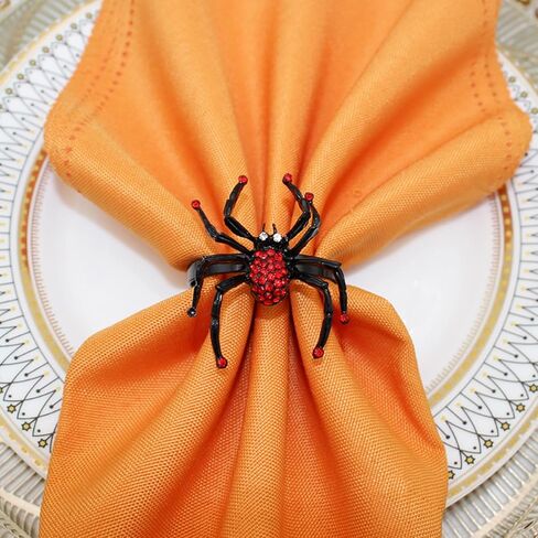 مجموعة من 6 حلقات منديل من الألماس العنكبوتي، حلقات منديل سوداء، حلقات منديل، حامل من سبيكة معدنية، حامل حلقة منديل لتزيين طاولات الهالوين، مستلزمات حفلات الطعام ﻿ (أسود) in Kuwait