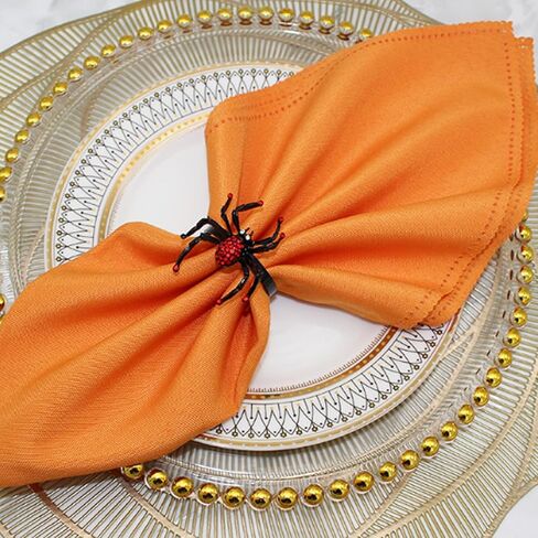 مجموعة من 6 حلقات منديل من الألماس العنكبوتي، حلقات منديل سوداء، حلقات منديل، حامل من سبيكة معدنية، حامل حلقة منديل لتزيين طاولات الهالوين، مستلزمات حفلات الطعام ﻿ (أسود) in Kuwait