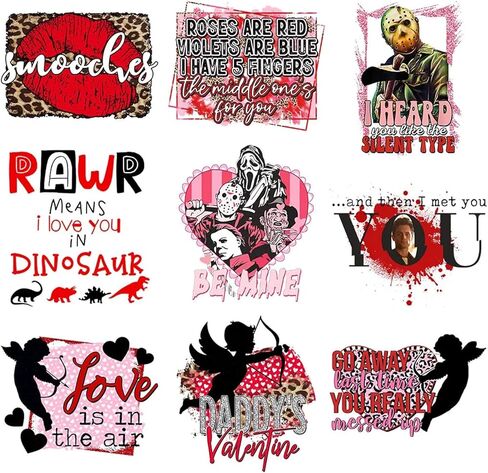 Valentine's Day Iron on Patches for Clothing, 6 Sheets Heat Transfer Decals Valentine's Day Iron on Transfers Stickers Love Hearts Iron on Appliques for Pillow Covers T-Shirt Jackets Hoodies DIY Decor in Kuwait