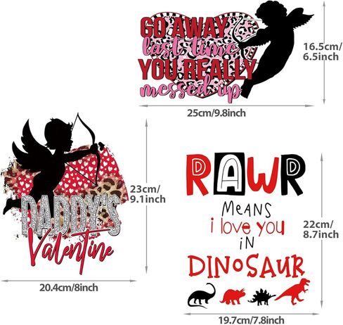 Valentine's Day Iron on Patches for Clothing, 6 Sheets Heat Transfer Decals Valentine's Day Iron on Transfers Stickers Love Hearts Iron on Appliques for Pillow Covers T-Shirt Jackets Hoodies DIY Decor in Kuwait