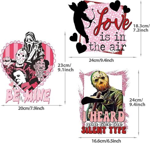Valentine's Day Iron on Patches for Clothing, 6 Sheets Heat Transfer Decals Valentine's Day Iron on Transfers Stickers Love Hearts Iron on Appliques for Pillow Covers T-Shirt Jackets Hoodies DIY Decor in Kuwait
