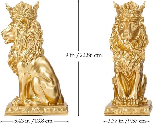 amoiensis التاج الذهبي تمثال الأسد الملك، 9 "h تمثال الأسد للديكور المنزل، رائع الأسد النحت عيد الميلاد هدية السنة الجديدة لرجل الأسد الأب الجد الزوج in Saudi Arabia