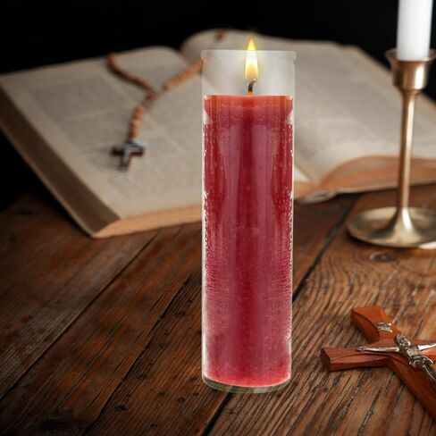 Mega Candles 3 pcs Unscented White 7 Day Devotional Prayer Glass Container Candle, Premium Wax Candles 2 Inch x 8 Inch, Great for Sanctuary, Vigils, Prayers, Blessing, Religious & More in Kuwait