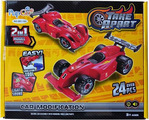 ألعاب بناء بوب جو تيك أبارت لعبة سباق السيارات 30 قطعة مع أصوات وأضواء واقعية - قم ببناء مجموعة السيارة الخاصة بك باستخدام أداة الحفر الكهربائية للأولاد بعمر 3 سنوات (4 براغي احتياطية متضمنة) in Kuwait