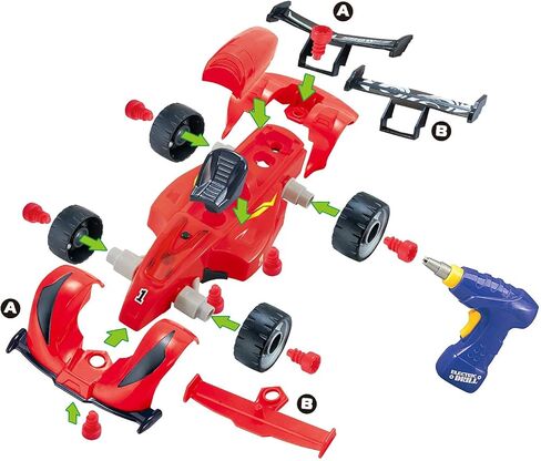 ألعاب بناء بوب جو تيك أبارت لعبة سباق السيارات 30 قطعة مع أصوات وأضواء واقعية - قم ببناء مجموعة السيارة الخاصة بك باستخدام أداة الحفر الكهربائية للأولاد بعمر 3 سنوات (4 براغي احتياطية متضمنة) in Kuwait