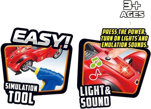 ألعاب بناء بوب جو تيك أبارت لعبة سباق السيارات 30 قطعة مع أصوات وأضواء واقعية - قم ببناء مجموعة السيارة الخاصة بك باستخدام أداة الحفر الكهربائية للأولاد بعمر 3 سنوات (4 براغي احتياطية متضمنة) in Kuwait