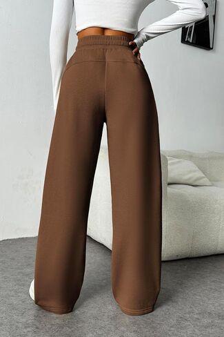 PINSPARK Womens Fleece Wide Leg Sweatpants High Waisted Athletic Sweat Pants Winter Baggy Workout Pant with Pocket in Saudi Arabia