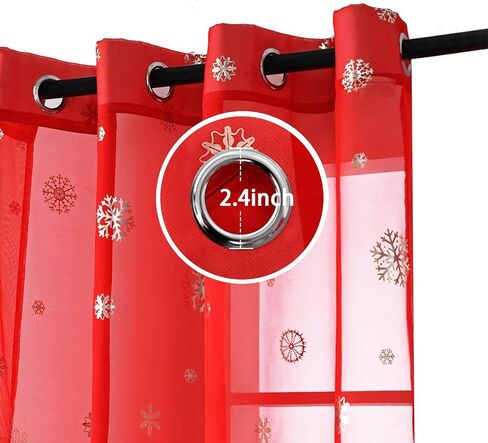 ستائر Youleyar Snowflake Christmas Voile الشفافة، طباعة رقائق فضية فاخرة، زوج معالجة برونزي معدني لتزيين نافذة العطلات، غرفة المعيشة، مجموعة من لوحتين باللون الأبيض 52Wx84L in Saudi Arabia