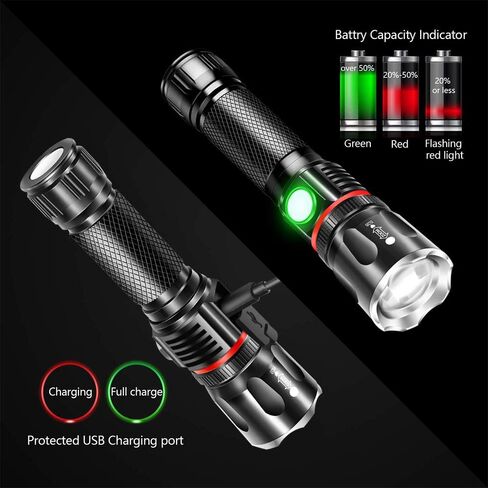 Tactical Flashlight Rechargeable, High Lumens Led Flashlights Handheld-Magnetic Base, Super Bright, Zoomable, Water-Resistance, 4 Modes, Powerful Flash Light for Camping, Hiking and Emergence in Saudi Arabia