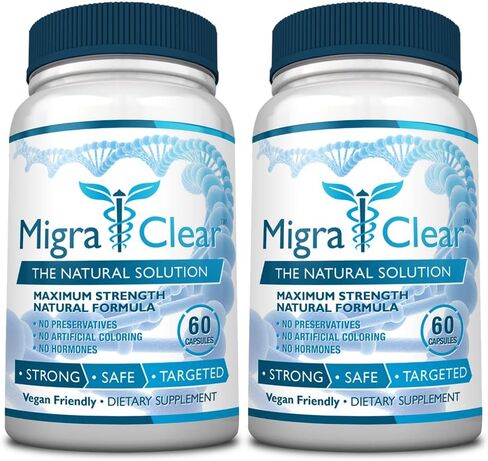 All Natural Migraine Support - Magnesium, Ginkgo Biloba, Ginger, White Willow, Feverfew - 60 Capsules - 1 Bottle in Saudi Arabia