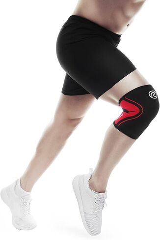 Rehband Knee Sleeve 3mm Neoprene, Lightweight Knee Brace for Endurance and Ball Sports, Unisex Compression Starter Knee-Sleeves, Breathable Running Knee Support, Colour:Black - 1 Pair, Size:Large in Saudi Arabia